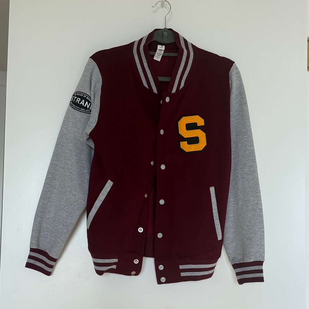 Maroon and Gray Varsity Jacket with Yellow Patch